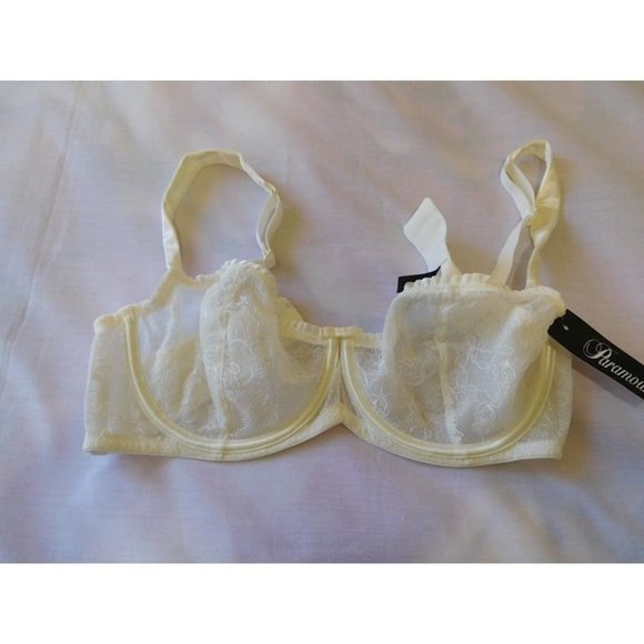 Paramour Bra 34C Underwire Lace Beige Creme New Semi - Demi  Intimates - Picture 4 of 5